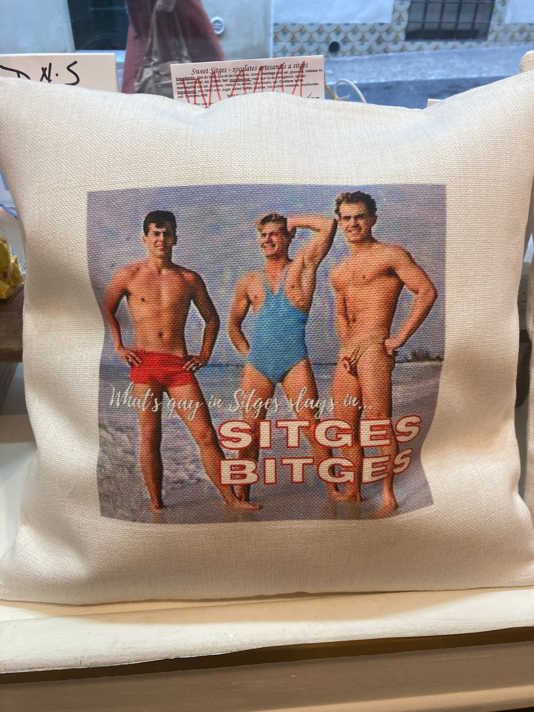 Sitges Bitges Throw Pillow